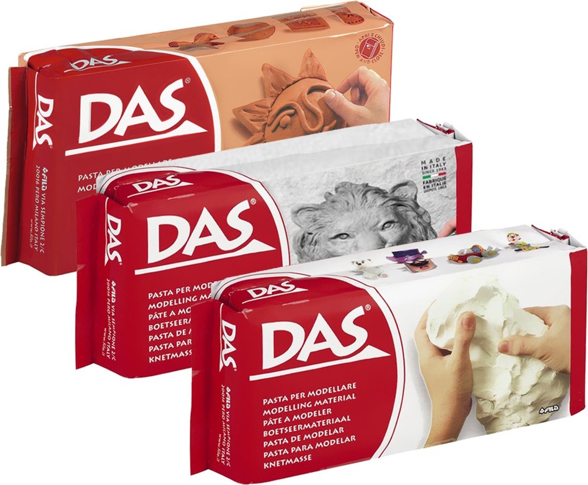 Creatief | Klei - Das Klei Wit, Terracotta & Steen 3 stuks - 3x 1 kilo - 3 kilo